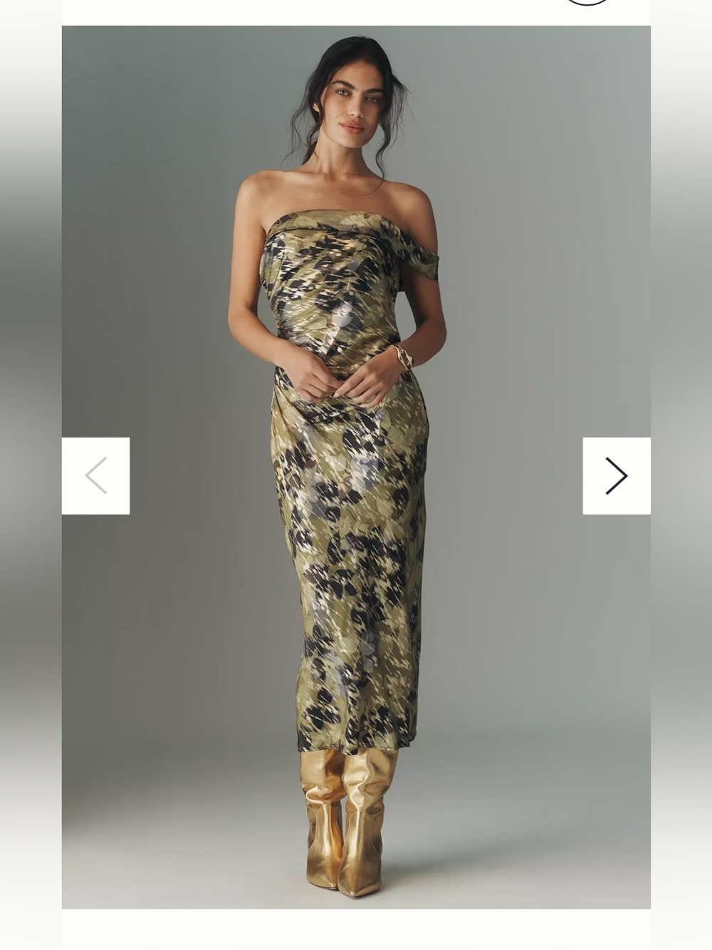Anthropologie One-Shoulder Printed Slim Midi Dress
